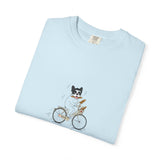 French Bulldog on Bicycle T-shirt | Cute Dog Illustration, 'Oui!' Text