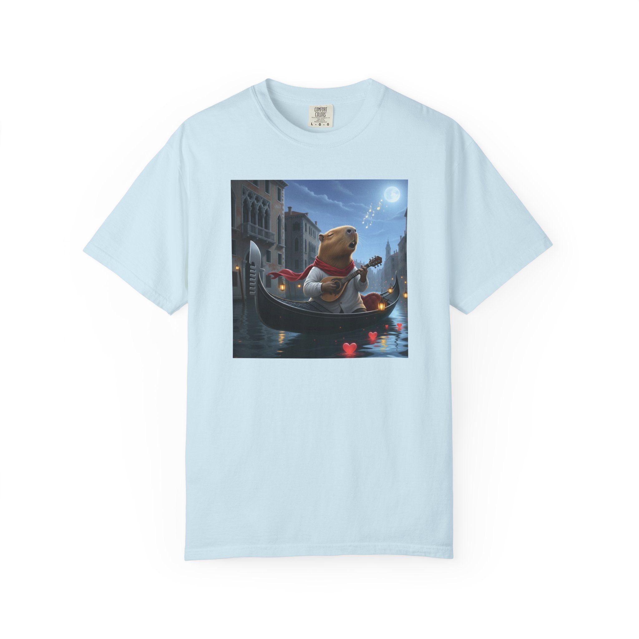 Capybara Gondolier Venice Night T-shirt | Romantic Venetian Canal Illustration