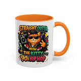Straight Outta Meow The Kitty 90s Hip Hop Mug | Color Accent