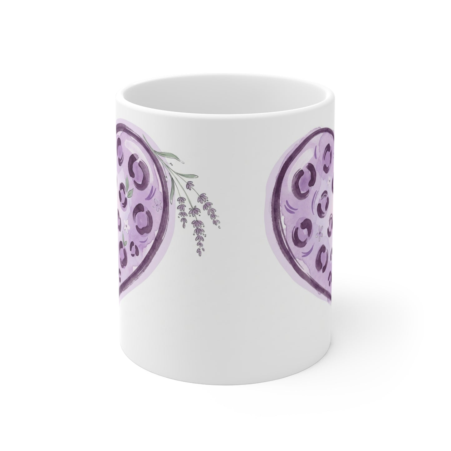 Purple Leopard Heart mug | Floral Doodle coffee cup