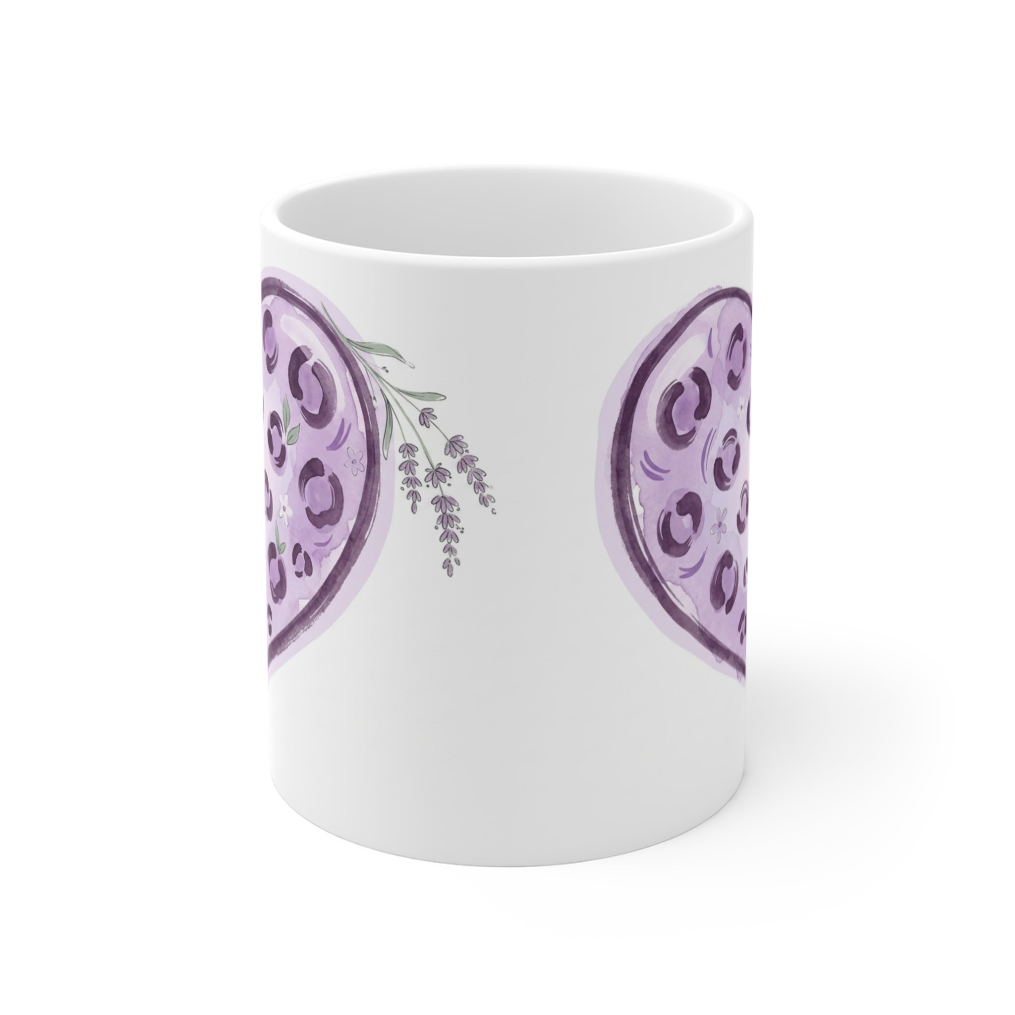 Purple Leopard Heart mug | Floral Doodle coffee cup