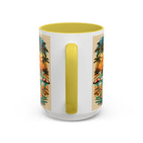 Surfing Bigfoot Mug | Retro Beach Sunset Bigfoot Wave Coffee Cup