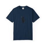 Black Cat Holding Flower T-Shirt | Minimal Cat Silhouette Tee