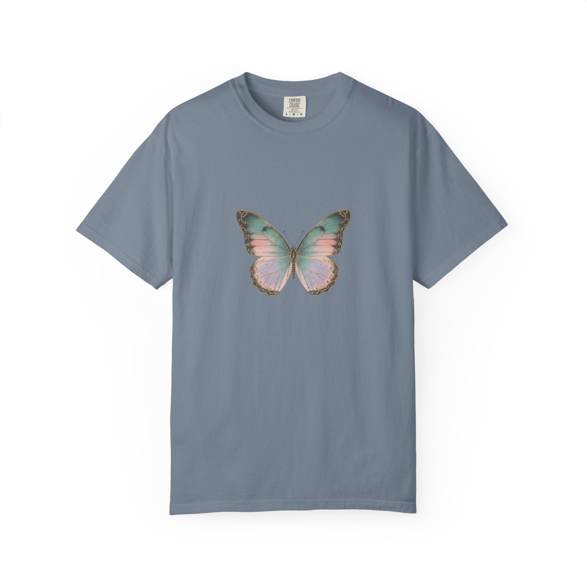 Retro 70s Vacation Butterfly T-shirt | Distressed Orange Teal Wings