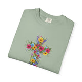 Floral Cross T-shirt | Colorful Flower Cross Tee, Christian Faith Shirt