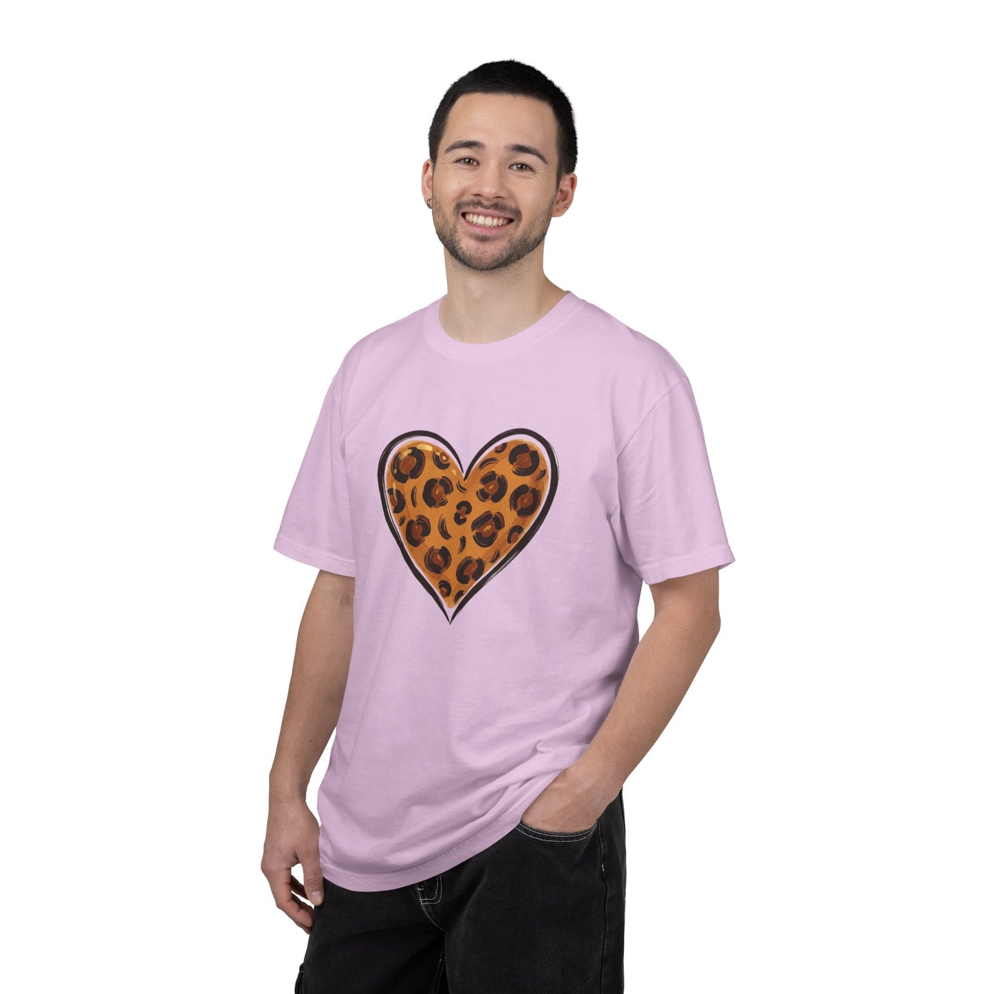 Leopard Print Heart T-shirt | Animal Print Heart Tee