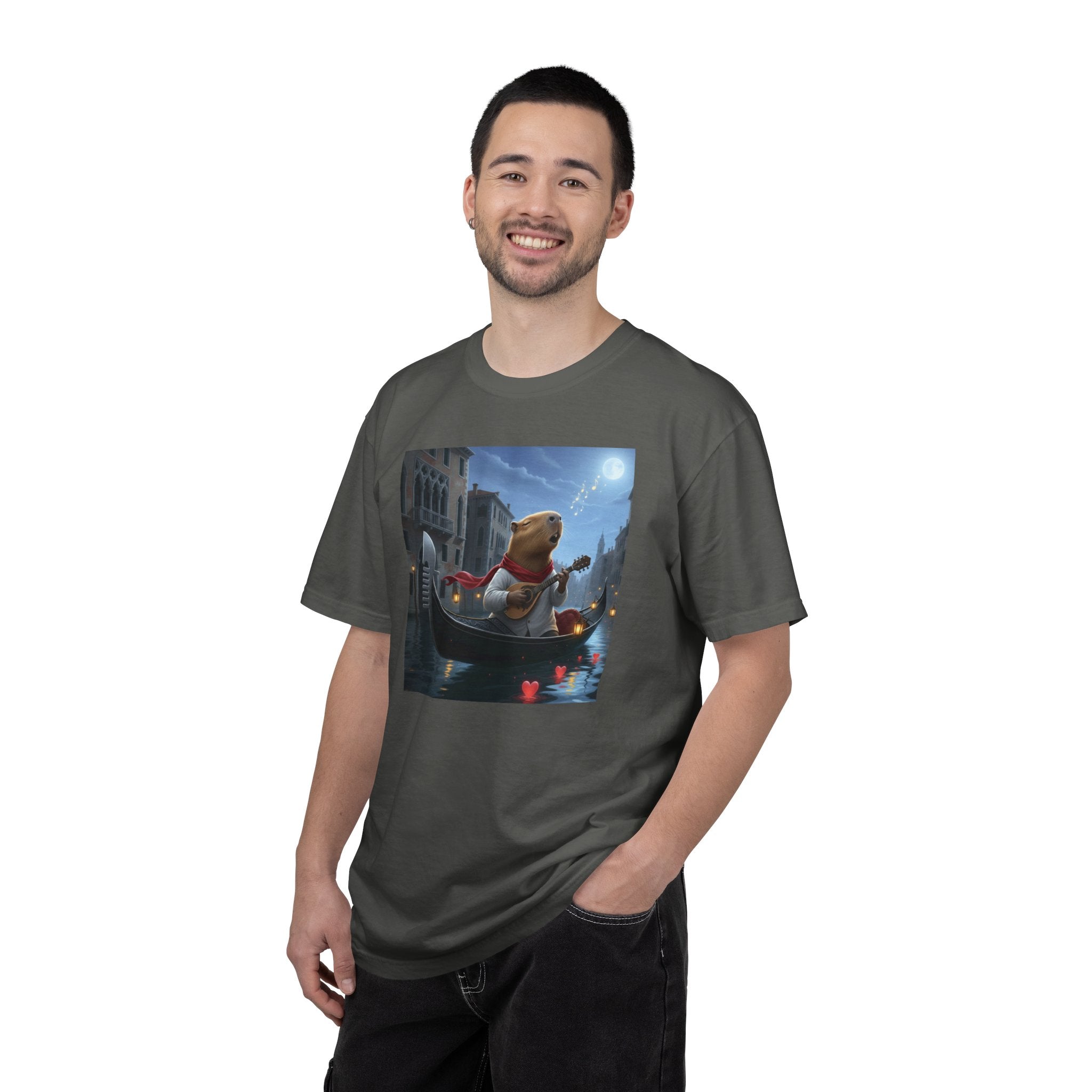 Capybara Gondolier Venice Night T-shirt | Romantic Venetian Canal Illustration