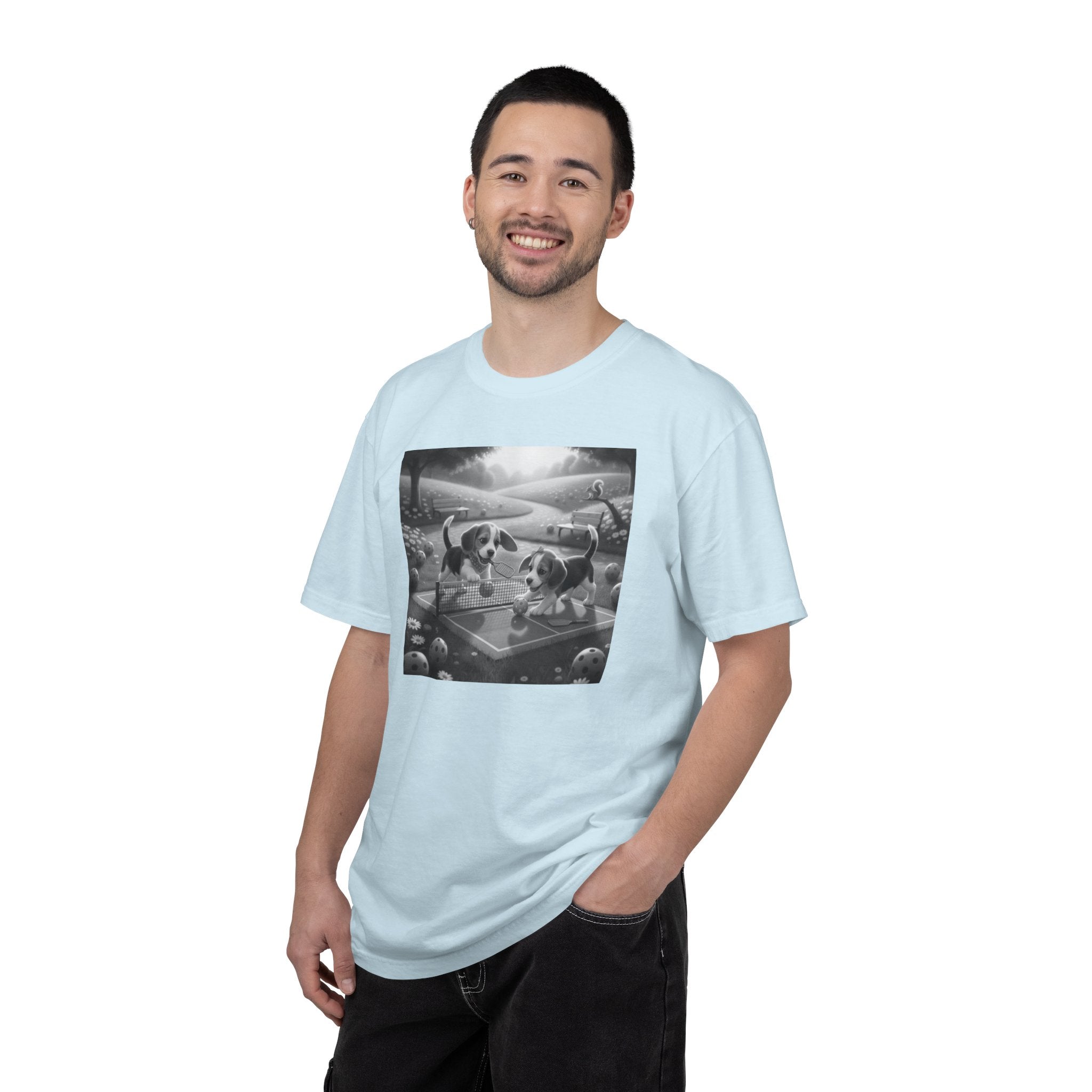 Pickleball Beagle Puppies T-shirt | Monochrome Dog Art