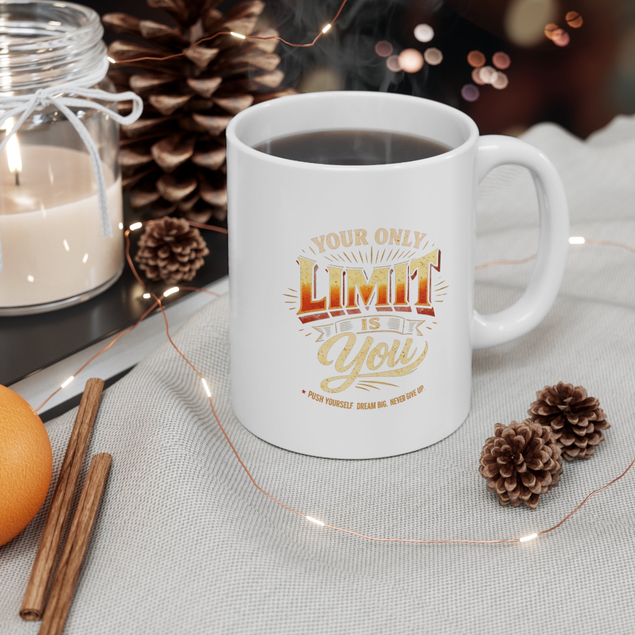 Your Only Limit Is You Mug | Motivational Coffee Cup, Inspirational Quote
