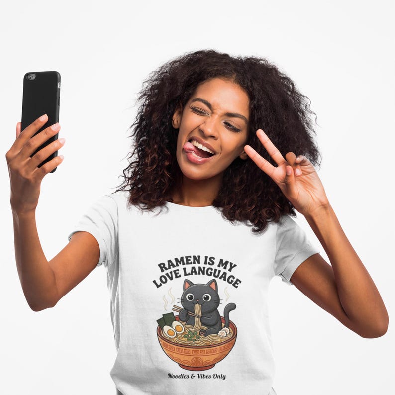 Ramen Is My Love Language T-shirt | Cat in Ramen Bowl Noodles Vibes Tee