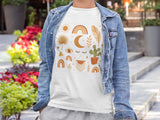 Boho Icons Mosaic T-Shirt | Crescent Moon Cactus Rainbows