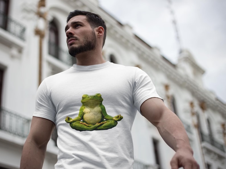 Meditating Frog T-shirt | Zen Yoga Frog Illustration, Relaxation Tee