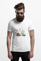 Camping Mountain Outdoors Graphic T-shirt | Hiking Boots Trees Flowers