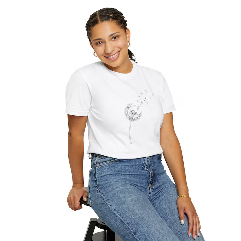 Dandelion Puff Tee | Dandelion Seeds T-Shirt, Minimal Botanical Shirt