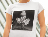 Capybara Blonde. Dress Pose T-Shirt | Retro Black & White Illustration