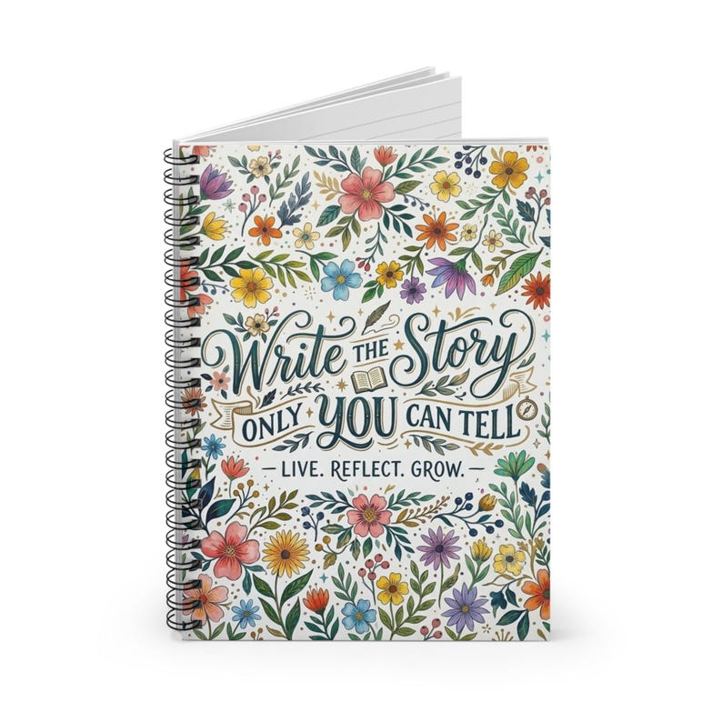 Growth Mindset Floral Quote Spiral Notebook | Ruled