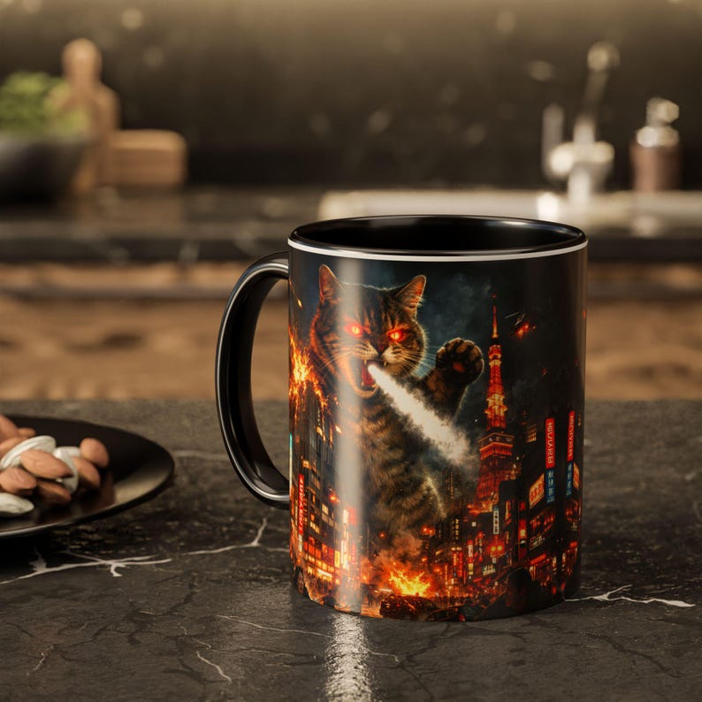 Catzilla Tokyo Cityscape Mug | Color Interior 11oz 15oz