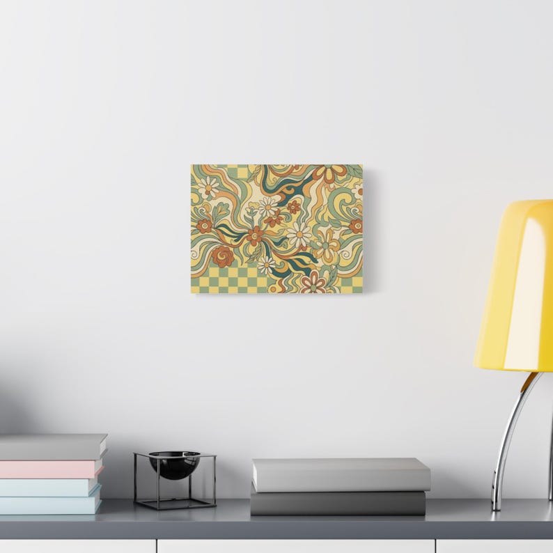 Retro Floral Swirl Matte Canvas