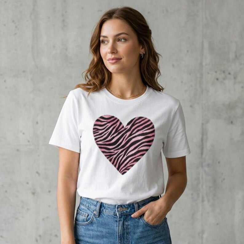 Pink Heart Zebra T-shirt | Romantic Zebra Heart Design
