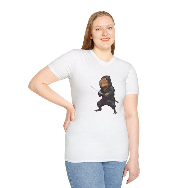 Stealthy Capybara Warrior T-Shirt | Zen Assassin Tactical Capy