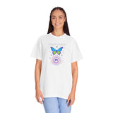 Cyber Dream Butterfly T-shirt | Retro Neon Circle Graphic