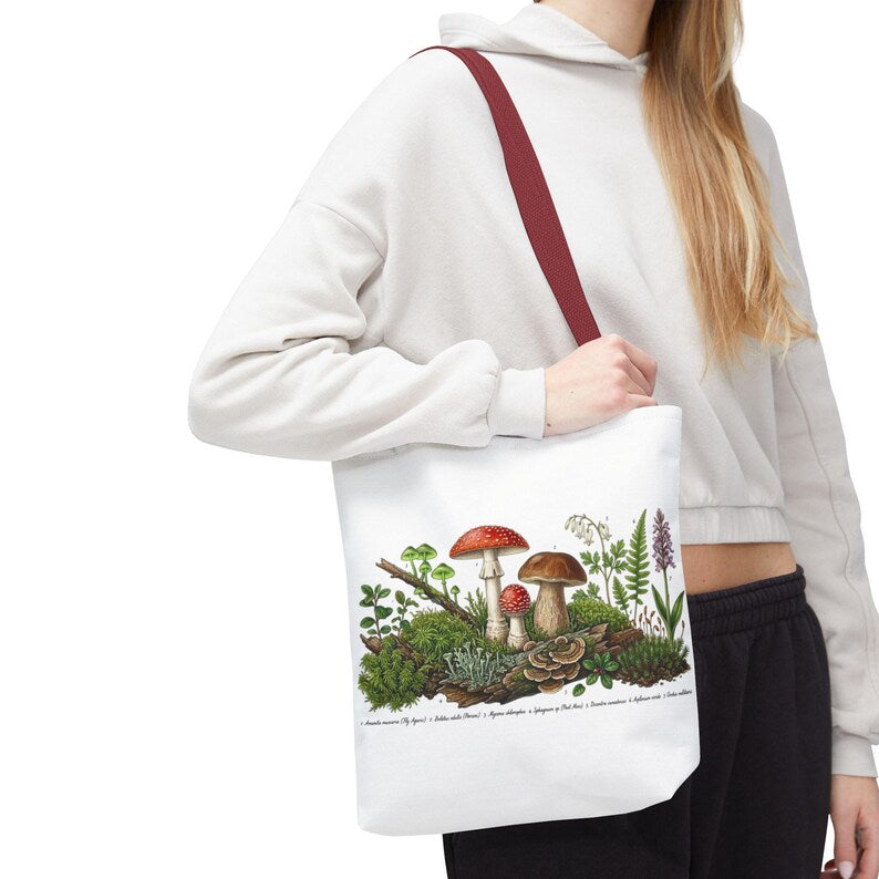 Vintage Mushroom Wildflower Specimen Study Tote Bag