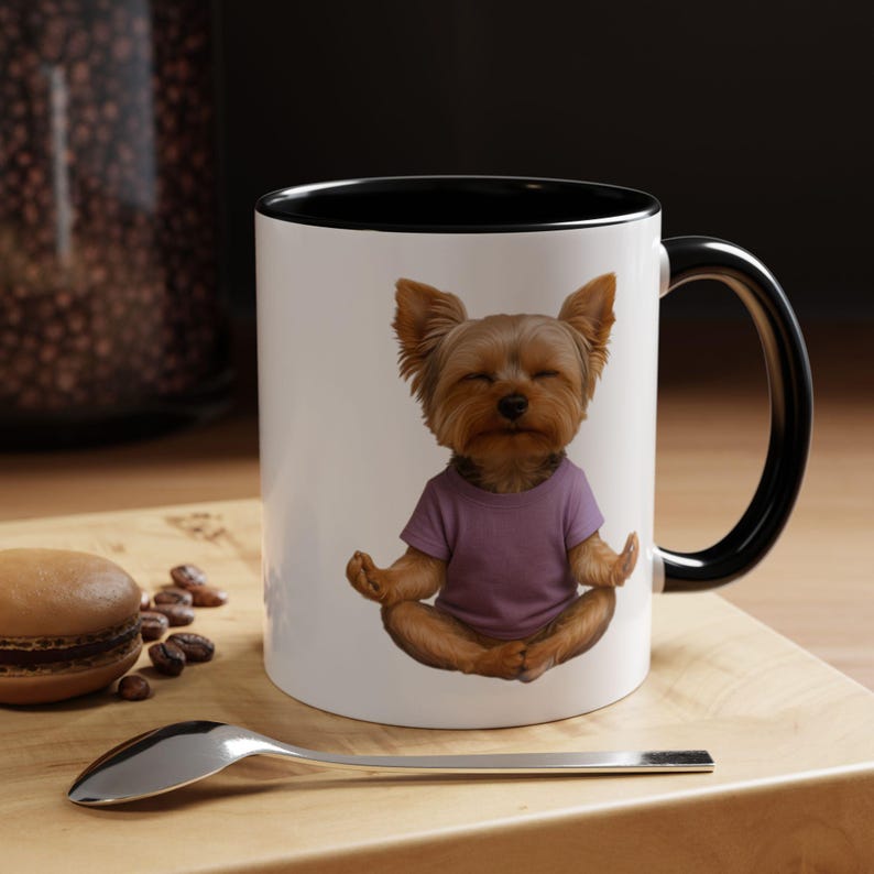Meditating Yorkshire Terrier Mug | Accent Coffee Mug 11oz 15oz
