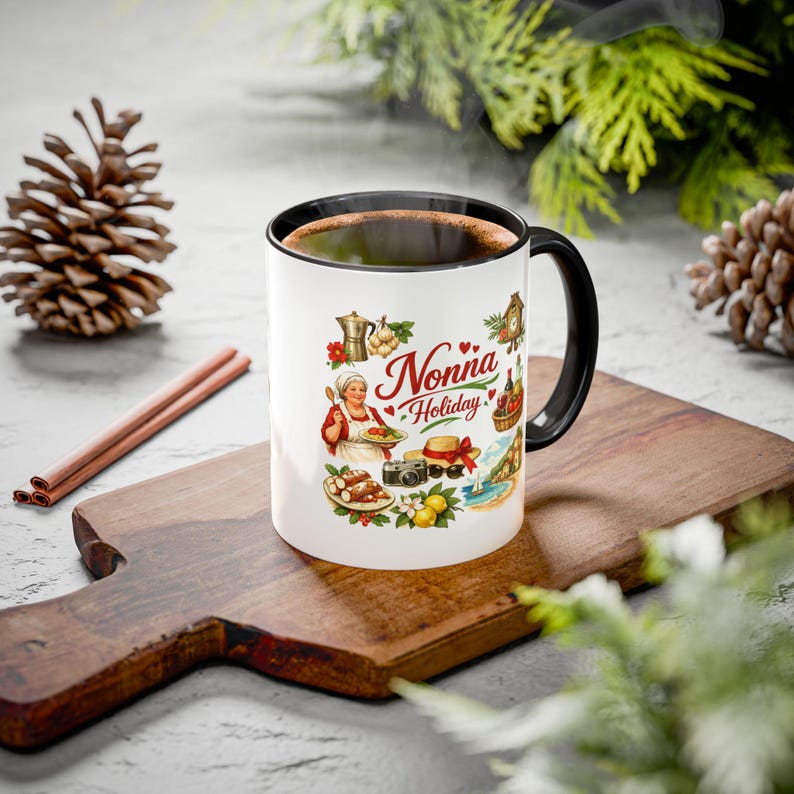 Nonna Holiday mug | Italian grandma kitchen design, vintage food icons