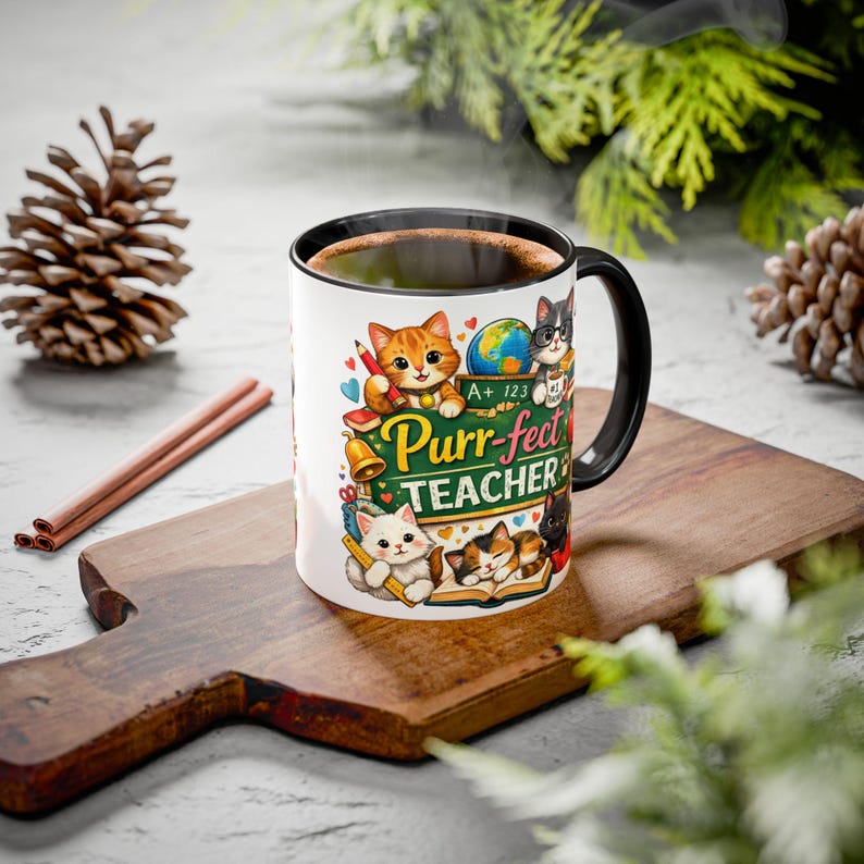 Purr-fect Teacher Mug | Cat Classroom Design, 11oz or 15oz