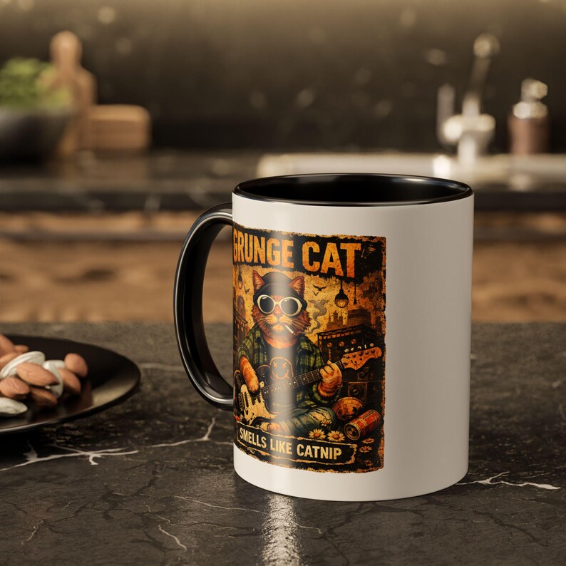 Grunge Cat Smells Like Catnip Mug | Ceramic Coffee Cup